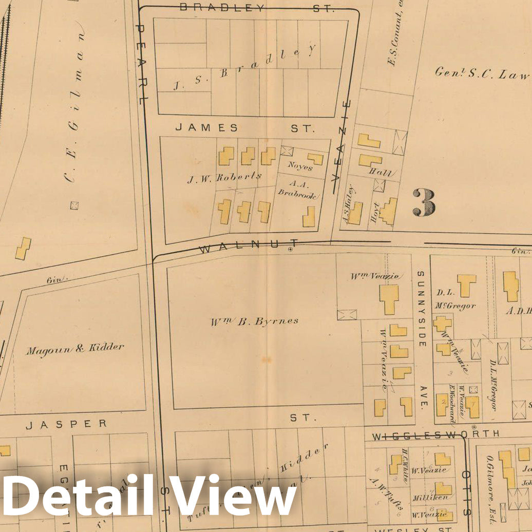 Historic Map : Atlas of Somerville Massachusetts, Somerville 1884 Plate 003 , Vintage Wall Art