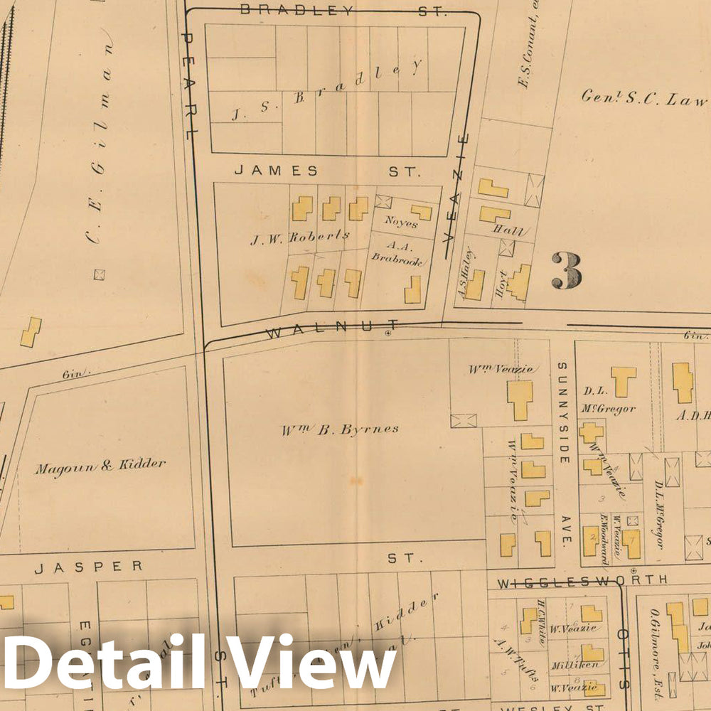 Historic Map : Atlas of Somerville Massachusetts, Somerville 1884 Plate 003 , Vintage Wall Art
