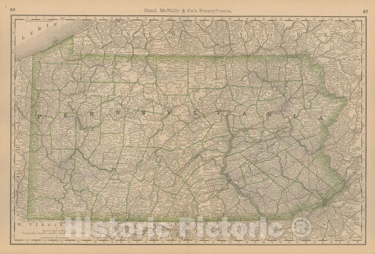 Historic Map : Pennsylvania 1877 , Business Atlas of the USA , Vintage Wall Art