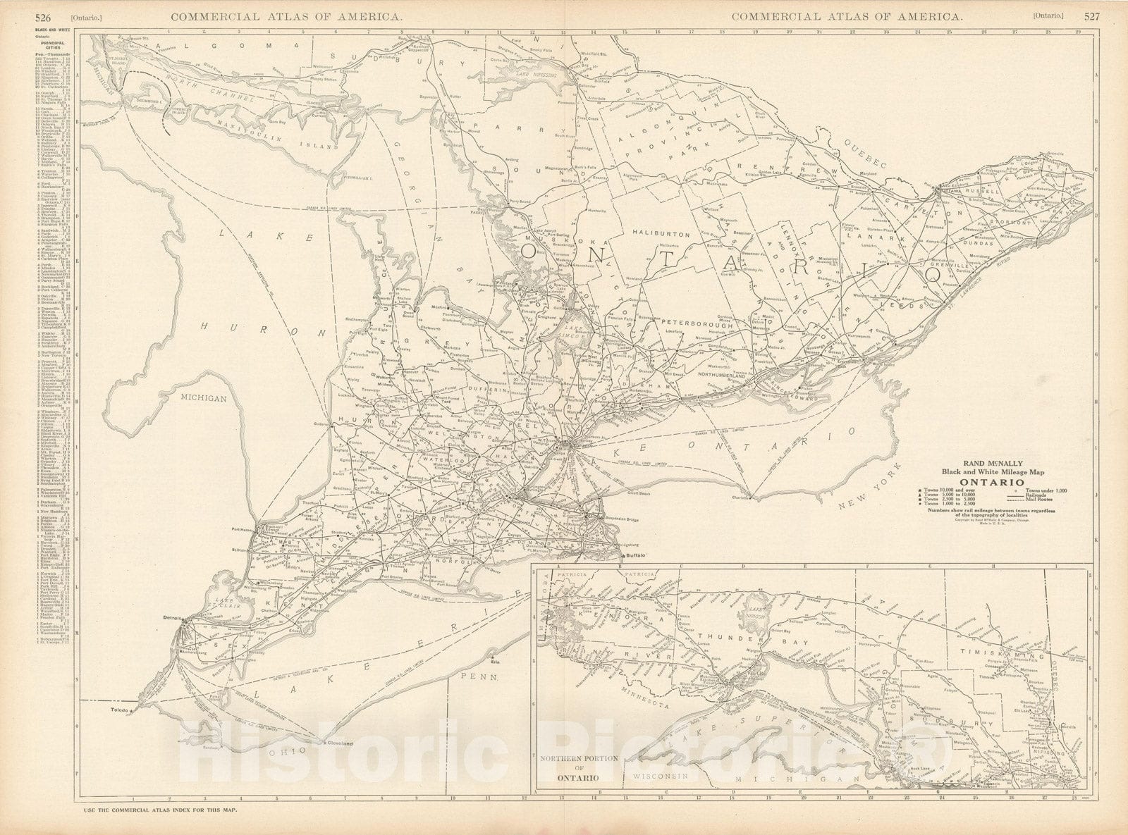 Historic Map : Commercial Atlas of America, 56th Edition, Ontario 1925 , Vintage Wall Art
