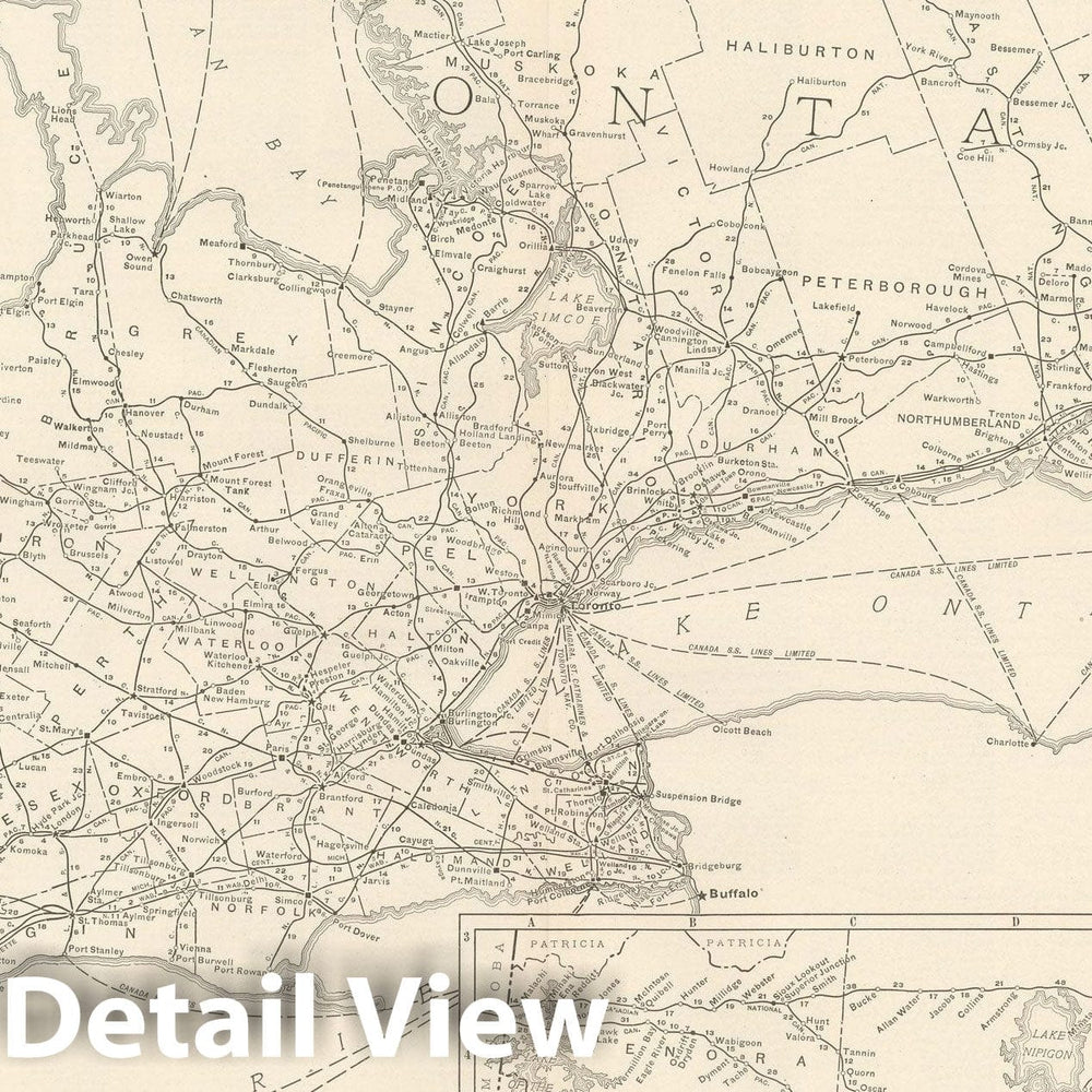 Historic Map : Commercial Atlas of America, 56th Edition, Ontario 1925 , Vintage Wall Art