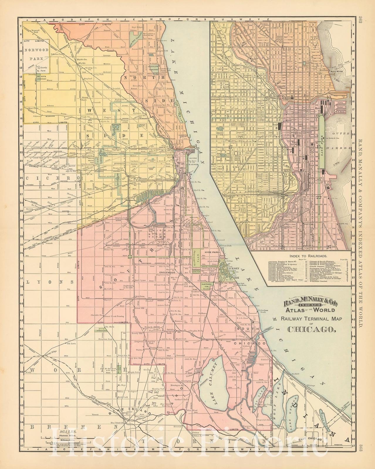 Historic Map : Chicago 1894 , Vintage Wall Art