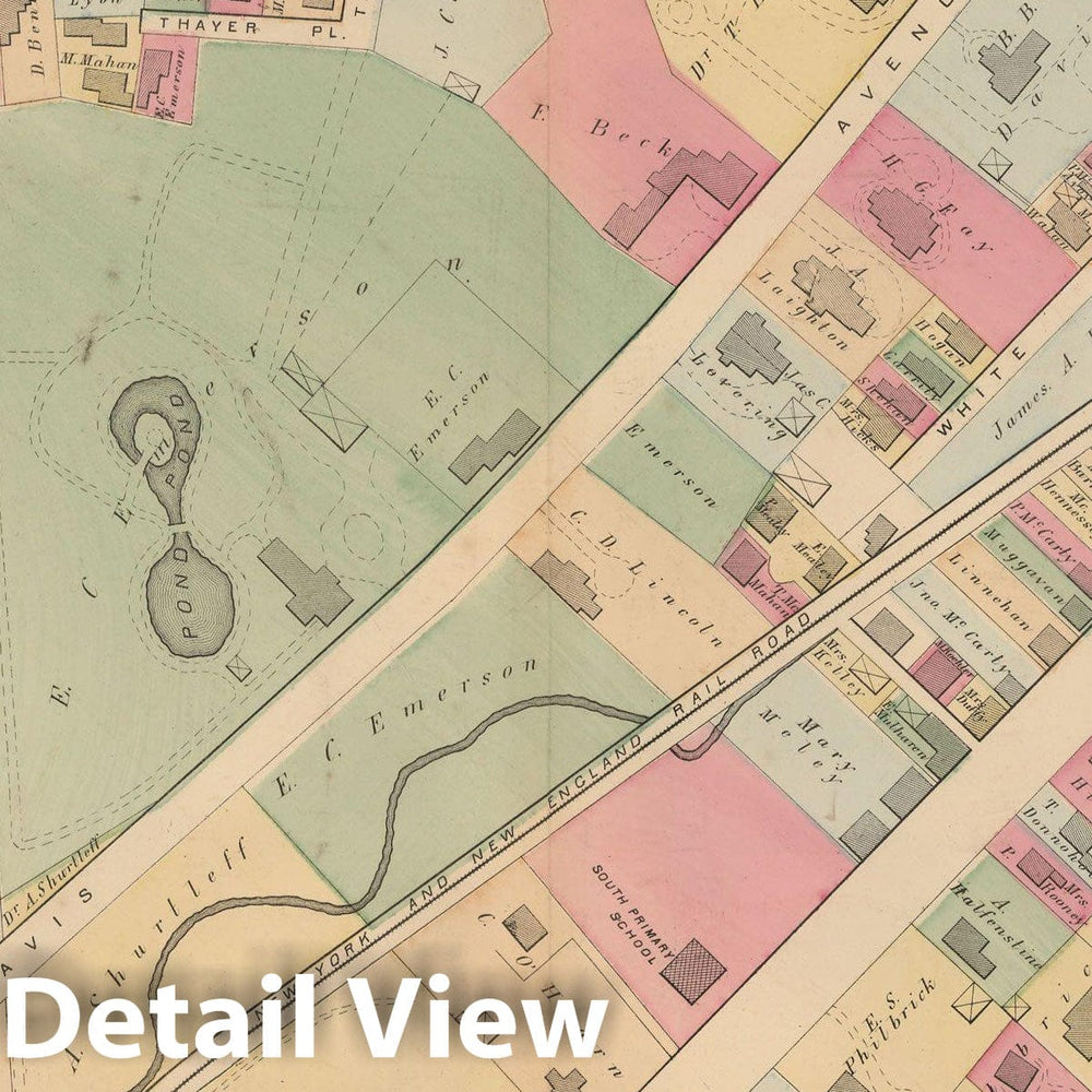 Historic Map : Atlas Town of Brookline, Brookline 1874 Plate G , Vintage Wall Art