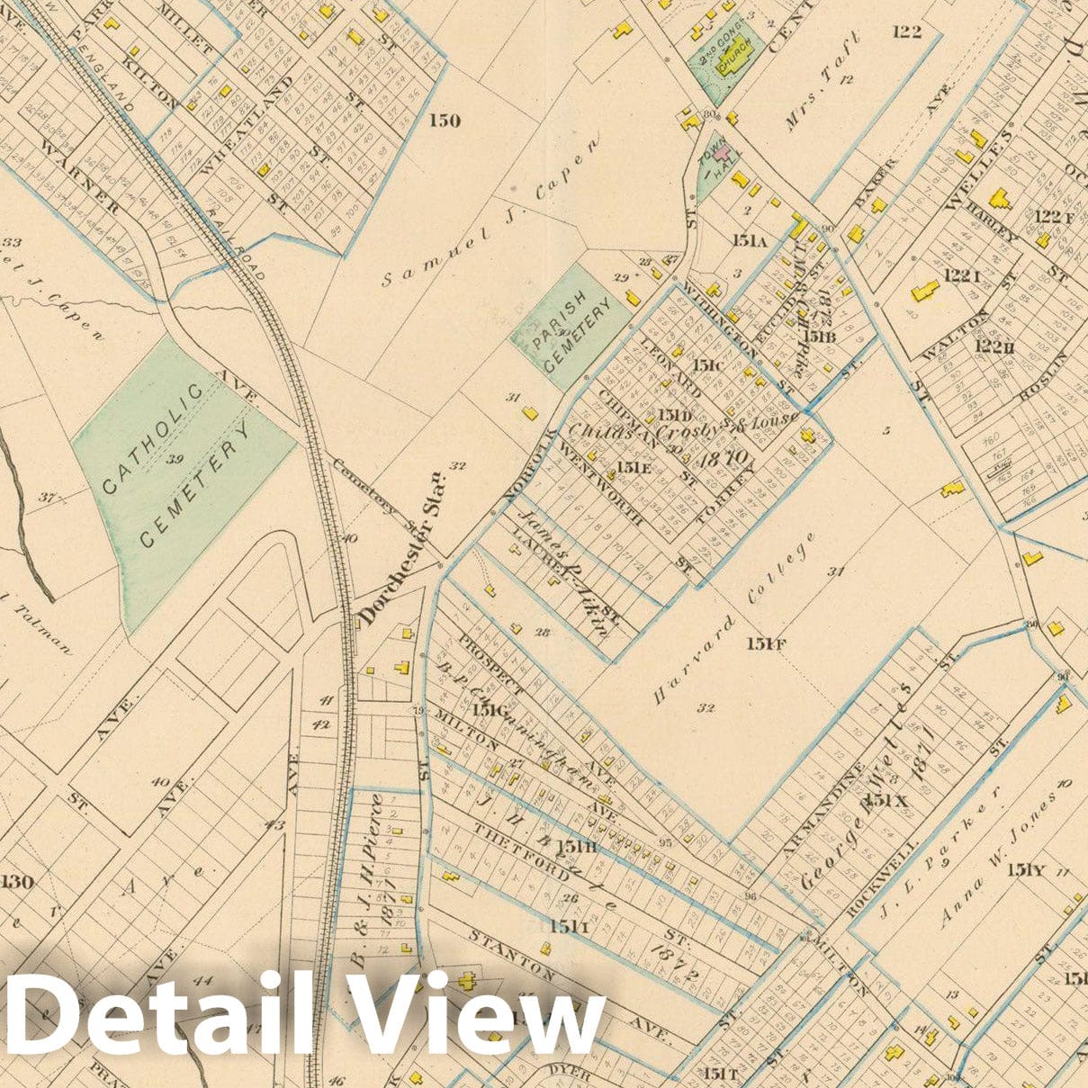 Historic Map : Atlas of Dorchester, Dorchester 1882 Plate 032 , Vintage Wall Art