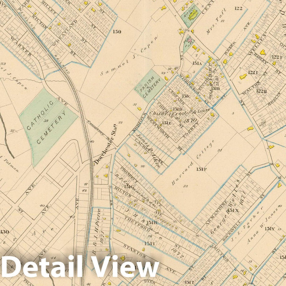Historic Map : Atlas of Dorchester, Dorchester 1882 Plate 032 , Vintage Wall Art