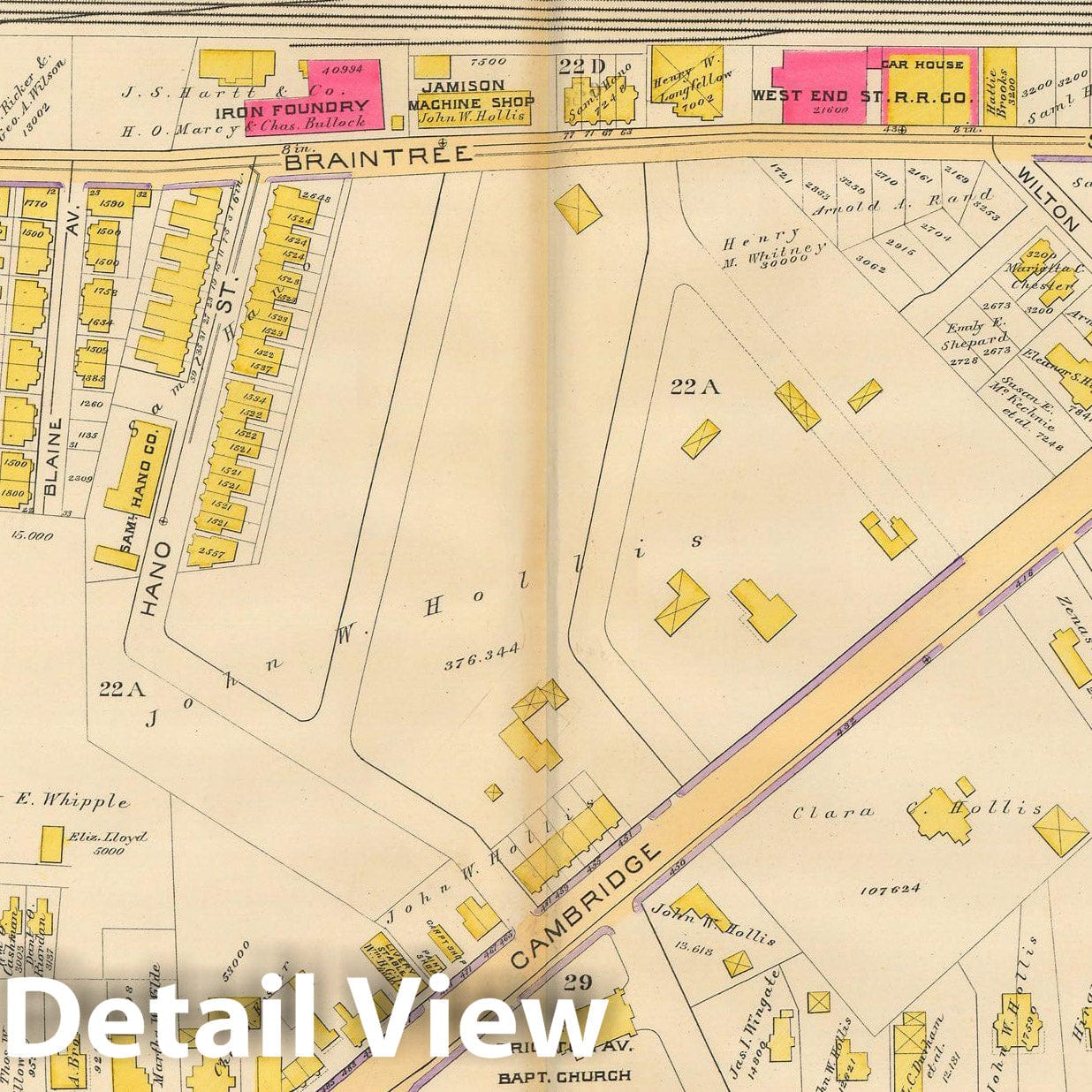 Historic Map : Atlas City of Boston, Volume 7, Brighton Mass., Allston & Brighton 1890 Plate 008 , Vintage Wall Art