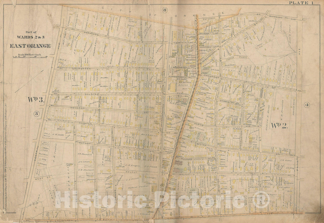 Historic Map : Atlas of Essex County, New Jersey, East Orange 1890 Plate 001 , Vintage Wall Art