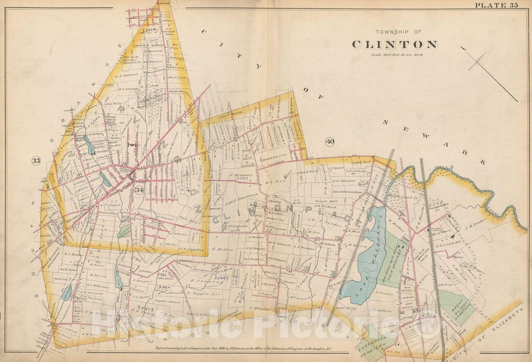 Historic Map : Atlas of Essex County, New Jersey, Chilton 1890 Plate 035 , Vintage Wall Art