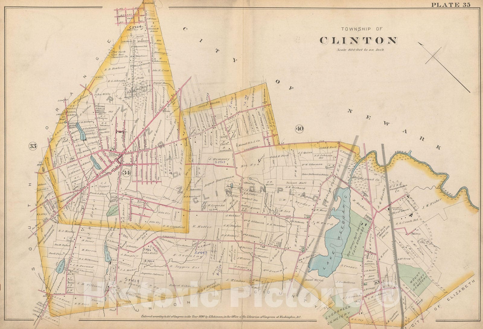 Historic Map : Atlas of Essex County, New Jersey, Chilton 1890 Plate 035 , Vintage Wall Art