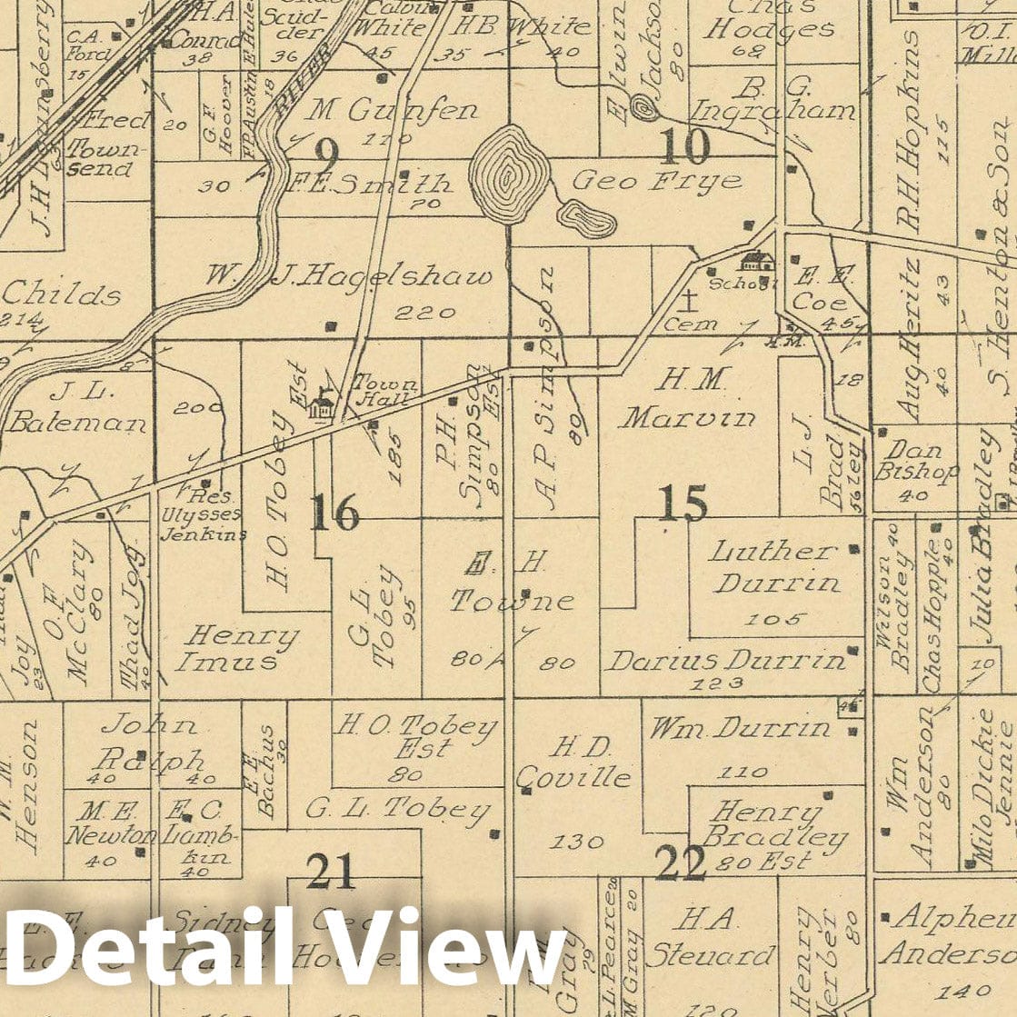 Historic Map : Charleston 1910 , Standard Atlas of Kalamazoo County , Vintage Wall Art