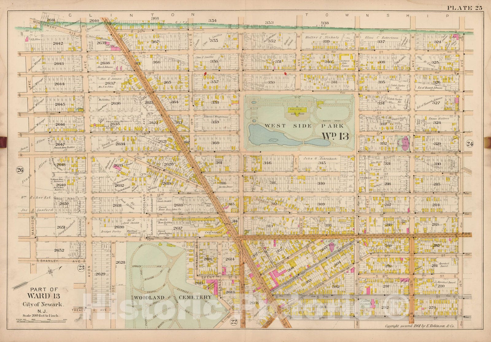 Historic Map : Atlas City of Newark, Newark 1901 Plate 025 , Vintage Wall Art