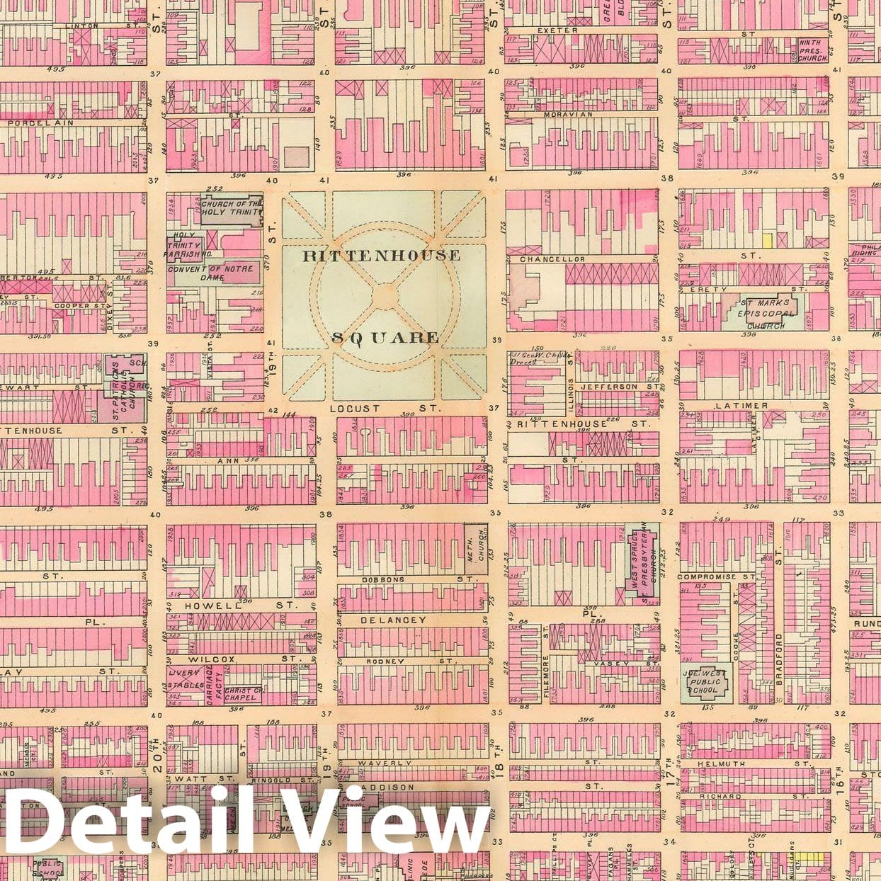 Historic Map : Baist's Property Atlas of Philadelphia, Philadelphia 1895 Plate 005 , Vintage Wall Art