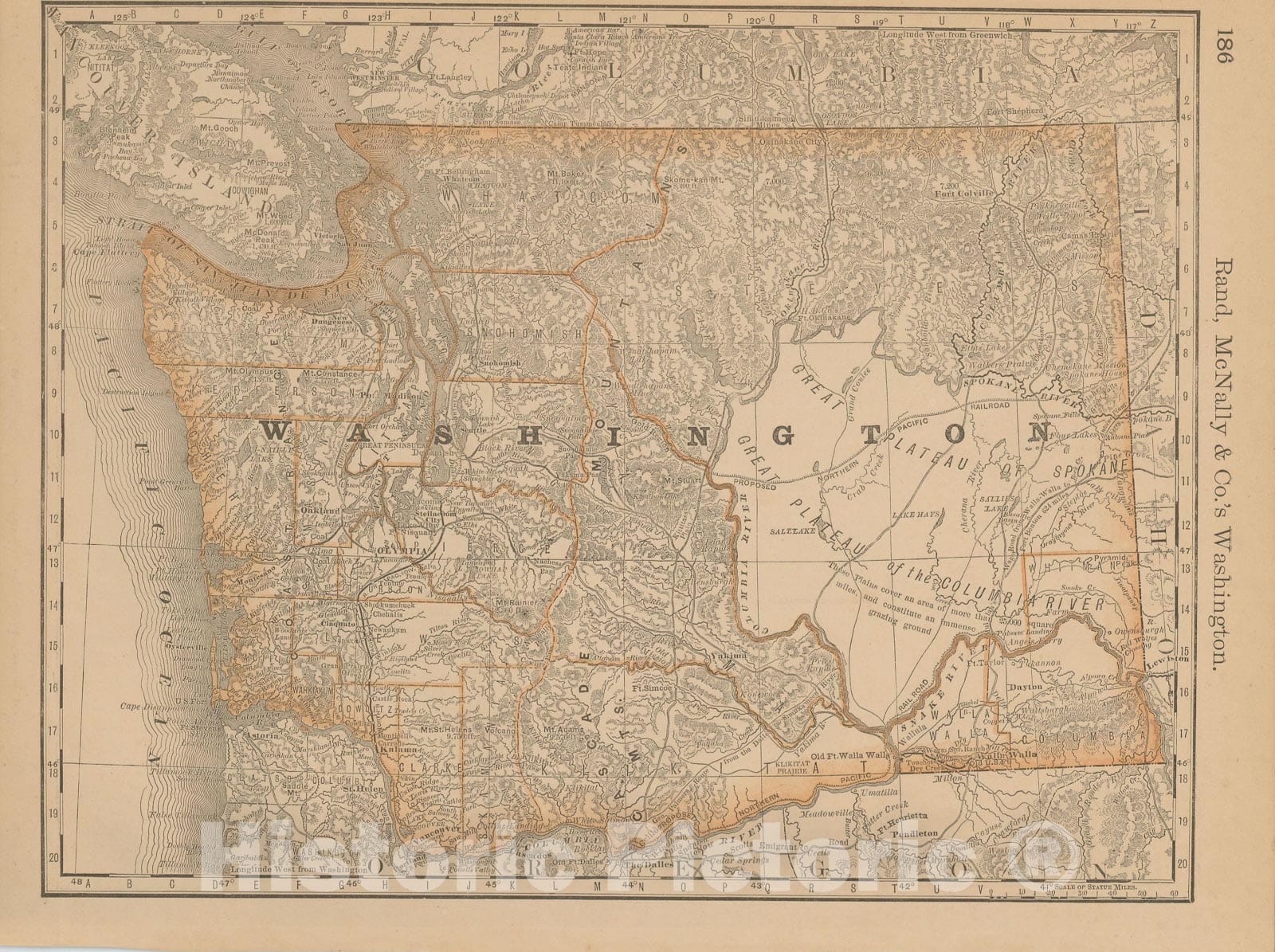 Historic Map : Washington 1877 , Business Atlas of the USA , Vintage Wall Art