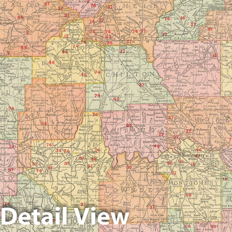 Historic Map : Alabama 1903 , Rand McNally Business Atlas , Vintage Wall Art