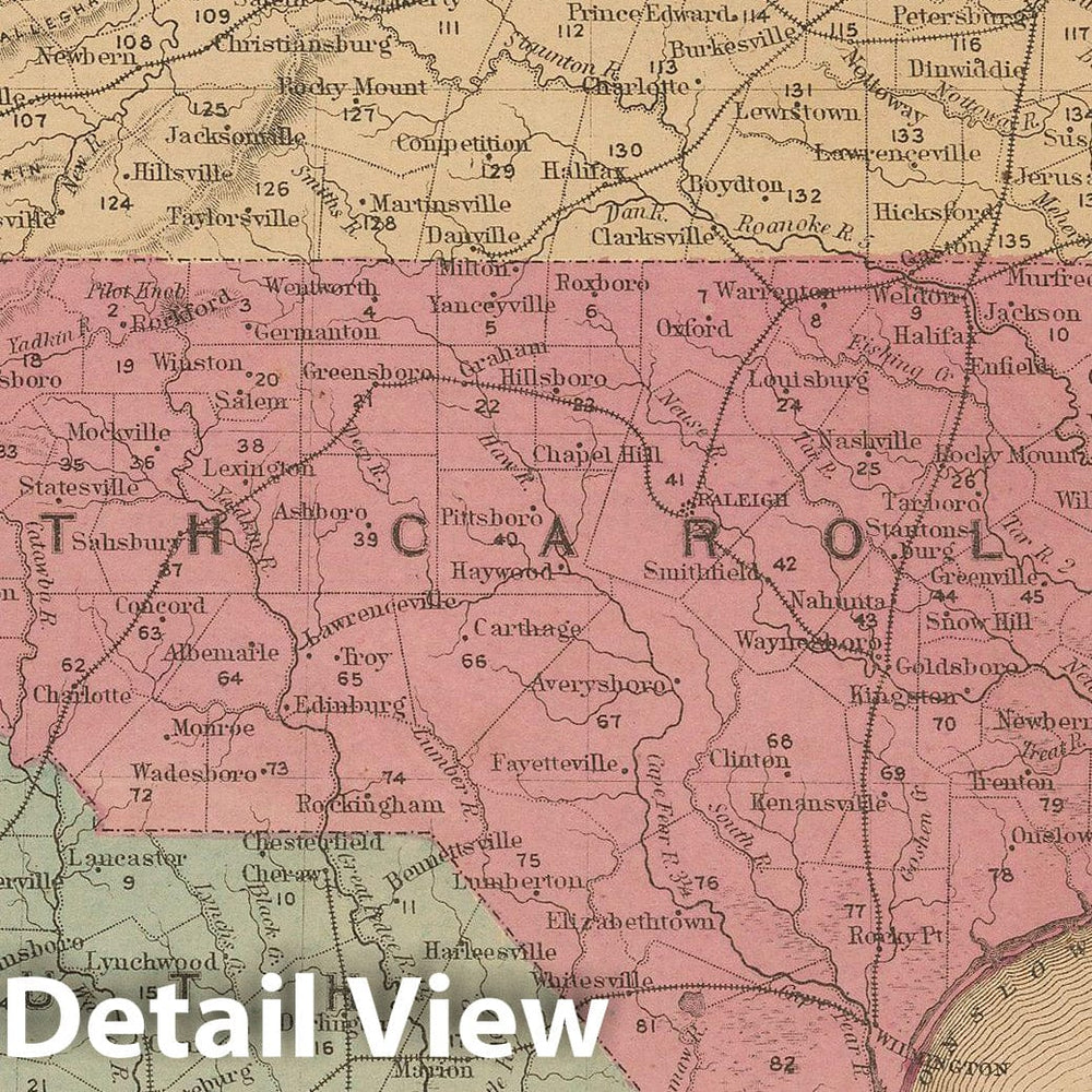 Historic Map : McNally's Improved System of Geography, North Carolina & South Carolina & Virginia & West Virginia 1856 , Vintage Wall Art