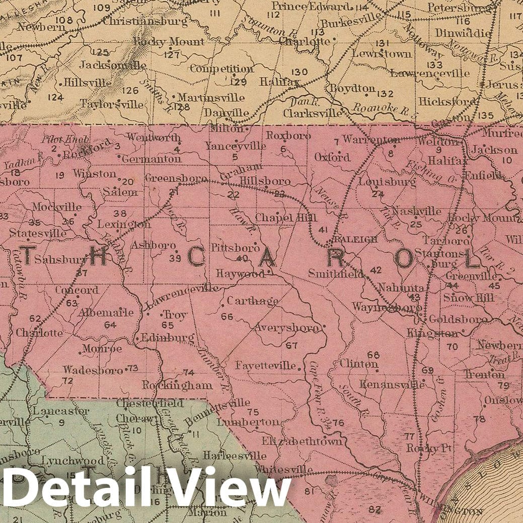 Historic Map : McNally's Improved System of Geography, North Carolina & South Carolina & Virginia & West Virginia 1856 , Vintage Wall Art