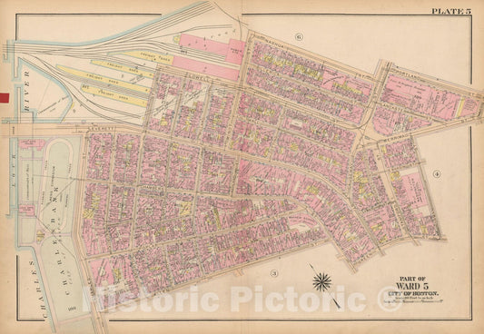 Historic Map : Atlas City of Boston, Boston Proper and Back Bay, Boston 1922 Plate 005 , Vintage Wall Art