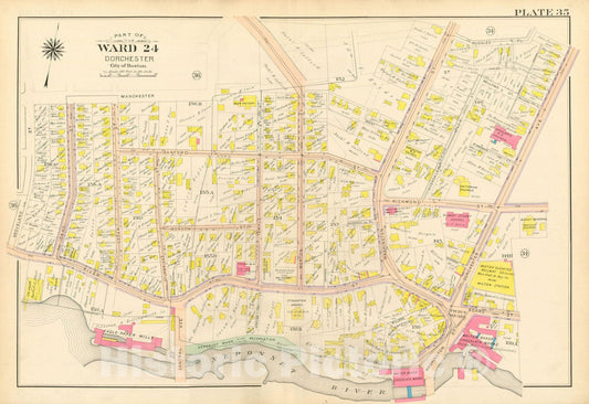 Historic Map : Atlas City of Boston, Vol. 5, Dorchester, 4th Ed., Dorchester 1904 Plate 035 , Vintage Wall Art