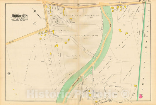Historic Map : Atlas City of Boston, Volume 7, Brighton Mass., Brighton 1890 Plate 016 , Vintage Wall Art