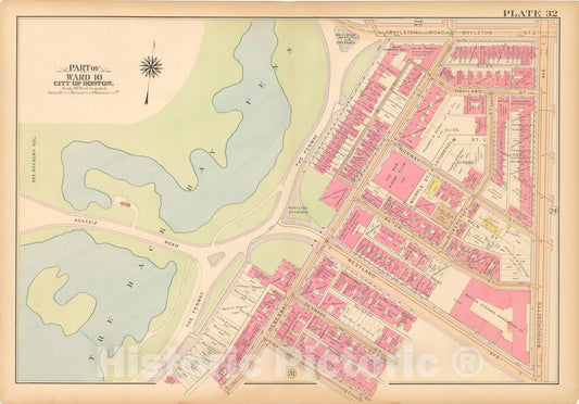 Historic Map : Atlas City of Boston, Boston 1912 Plate 032 , Vintage Wall Art