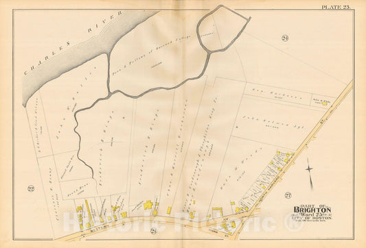 Historic Map : Atlas City of Boston, Volume 7, Brighton Mass., Allston & Brighton 1890 Plate 023 , Vintage Wall Art