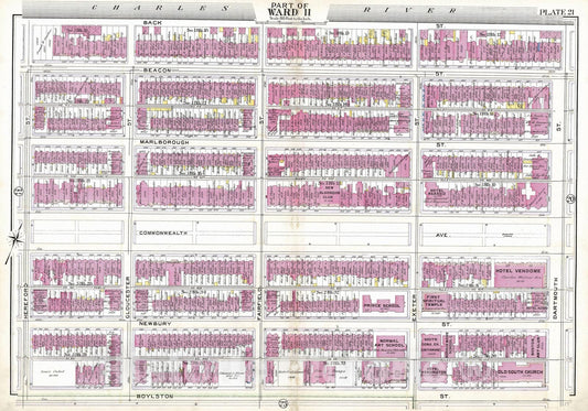 Historic Map : Atlas of Boston Proper, 1902 Plate 021 , Vintage Wall Art