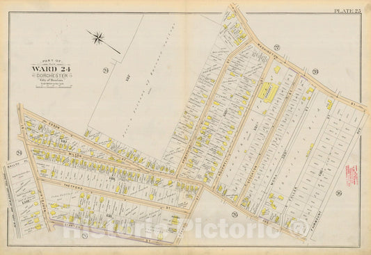 Historic Map : Atlas City of Boston, Vol. 5, Dorchester, Dorchester 1894 Plate 025 , Vintage Wall Art