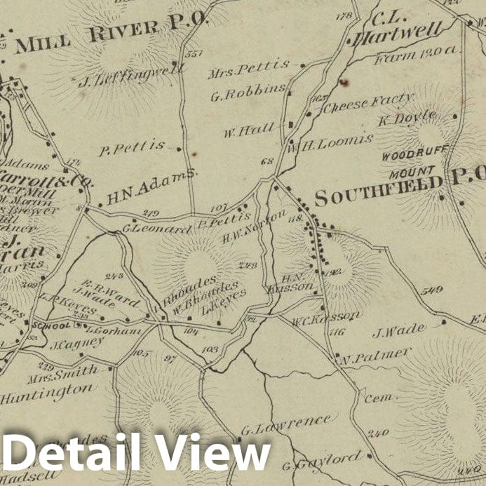 Historic Map : County Atlas of Berkshire County, New Marlborough 1876 , Vintage Wall Art