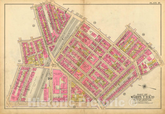 Historic Map : Atlas of Boston Proper, 1902 Plate 018 , Vintage Wall Art
