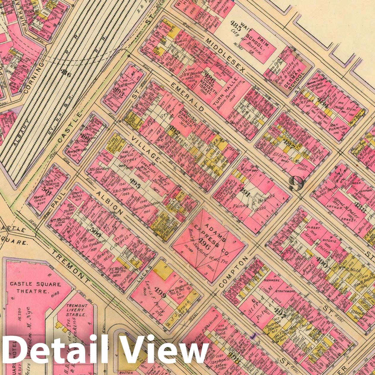 Historic Map : Atlas of Boston Proper, 1902 Plate 018 , Vintage Wall Art