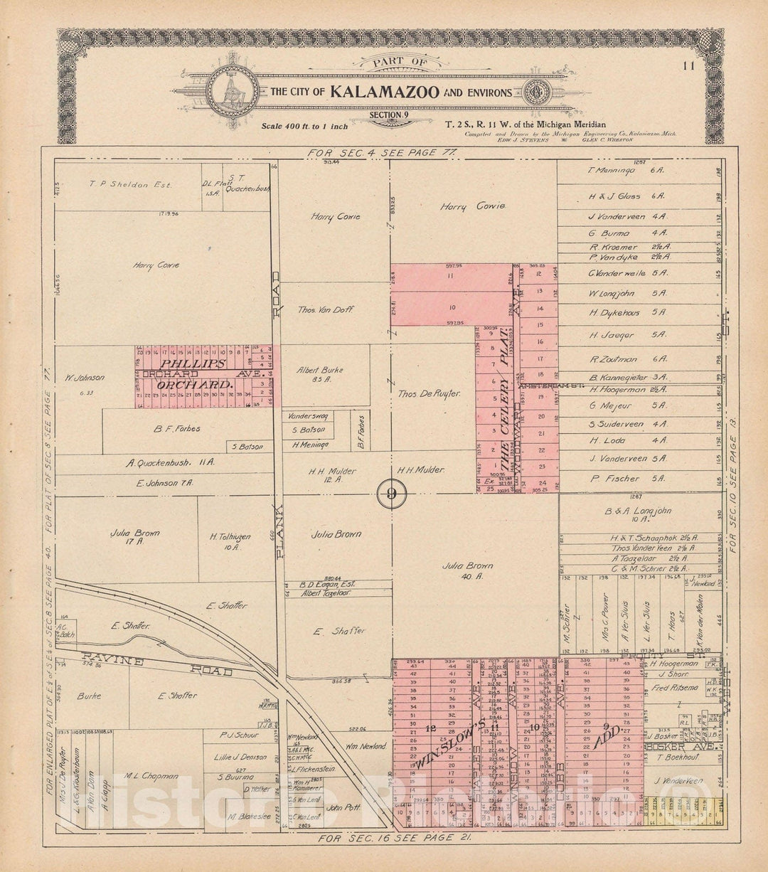 Historic Map : Kalamazoo 1910 , Standard Atlas of Kalamazoo County , v2, Vintage Wall Art