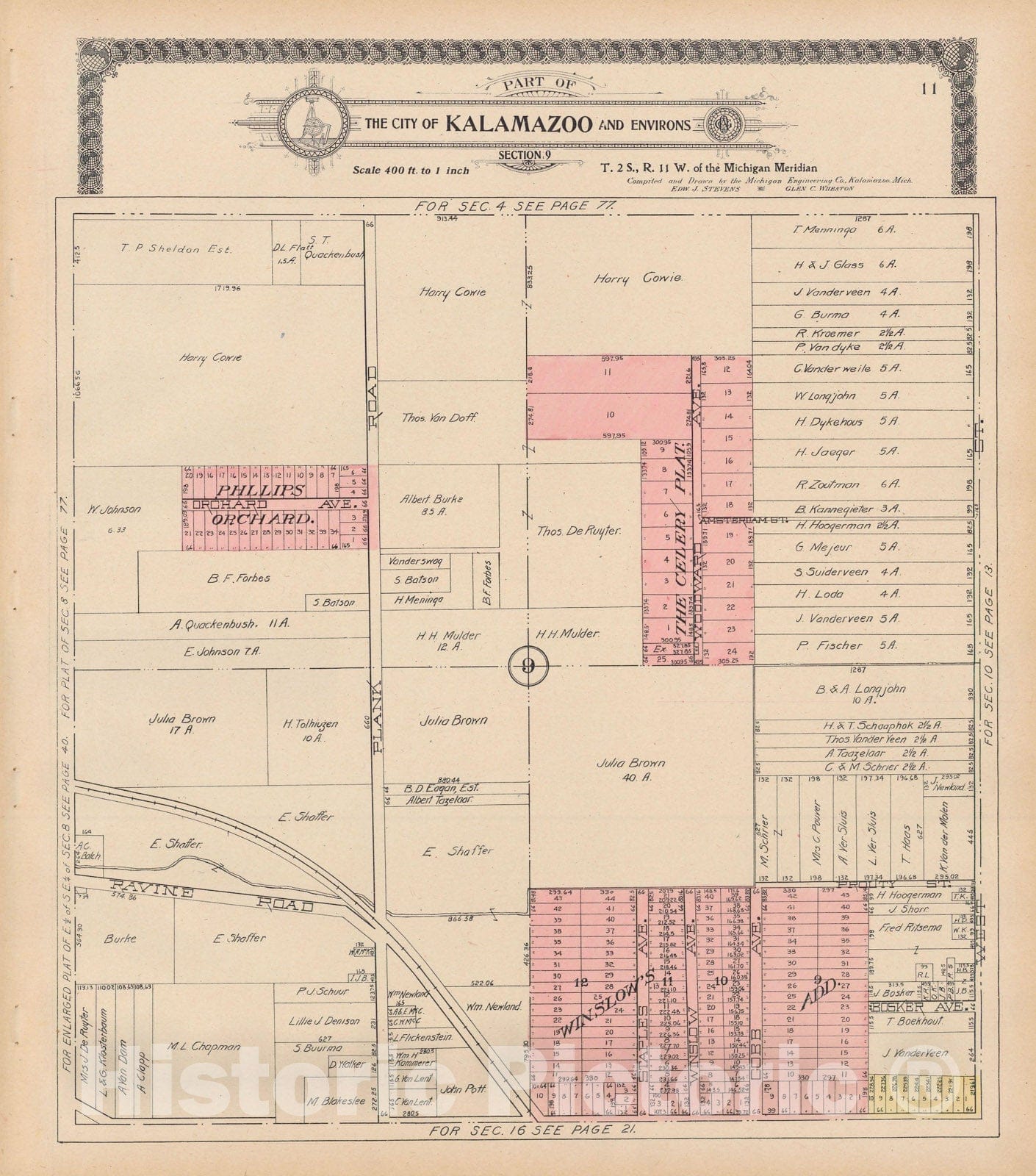 Historic Map : Kalamazoo 1910 , Standard Atlas of Kalamazoo County , v2, Vintage Wall Art