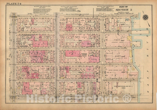 Historic Map : Land Book of the Borough of Manhattan, City of NY, Manhattan 1925 Plate 074 , Vintage Wall Art