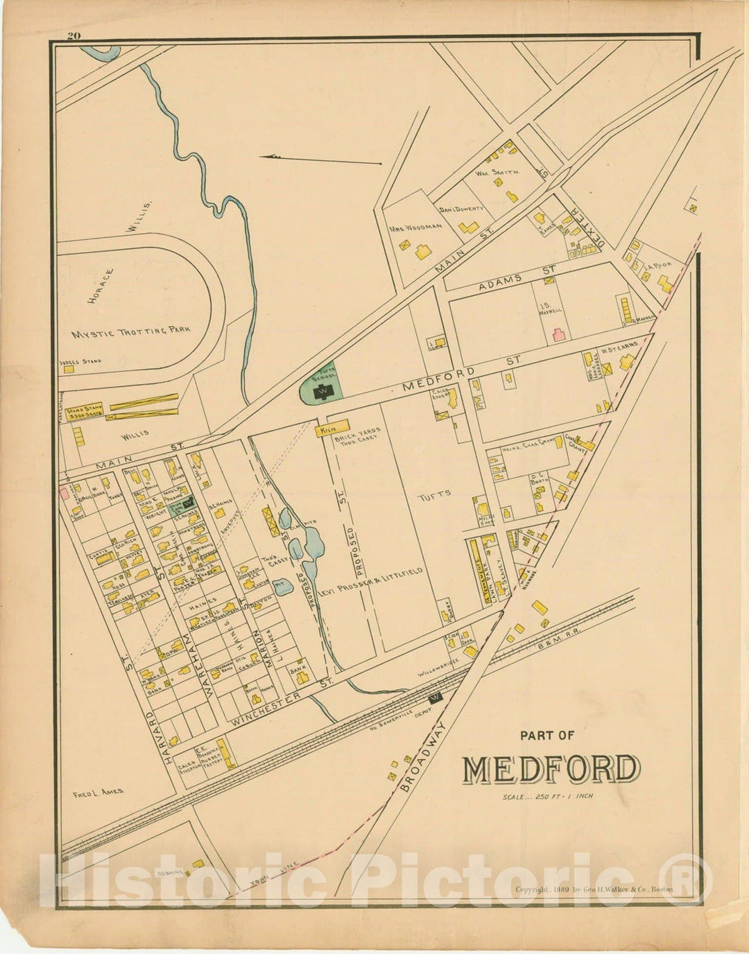 Historic Map : Atlas of Middlesex County, Massachusetts, Medford 1889 , v2, Vintage Wall Art