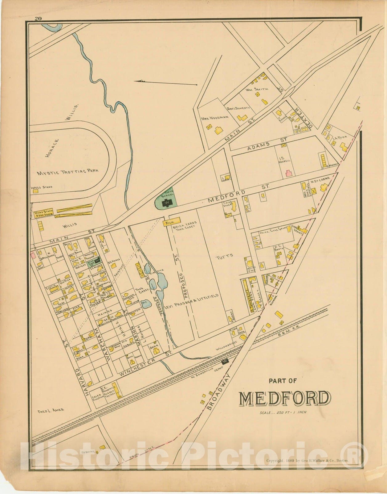 Historic Map : Atlas of Middlesex County, Massachusetts, Medford 1889 , v2, Vintage Wall Art