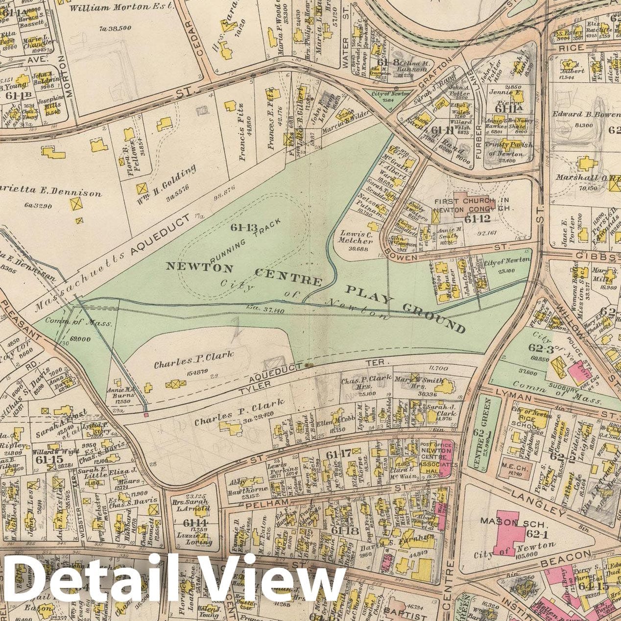 Historic Map : Atlas City of Newton, MA, Newton 1907 Plate 018 , Vintage Wall Art