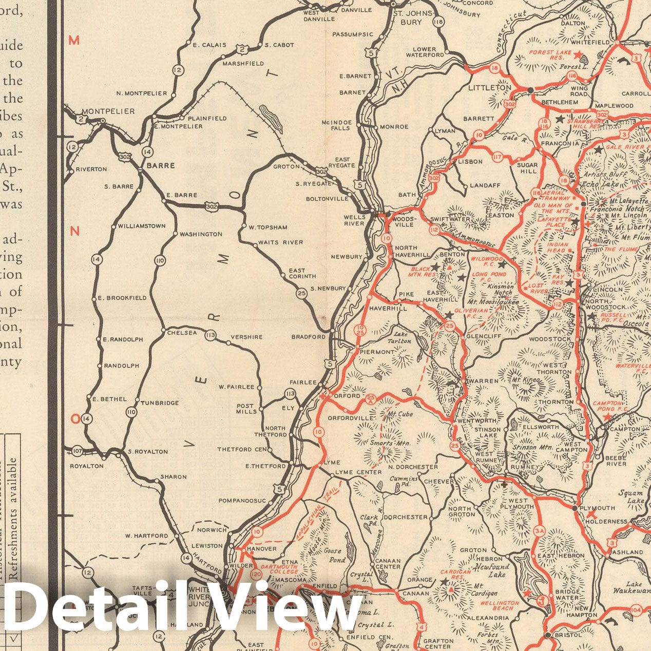 Historic Map : Touring Map of New Hampshire 1939 , Vintage Wall Art