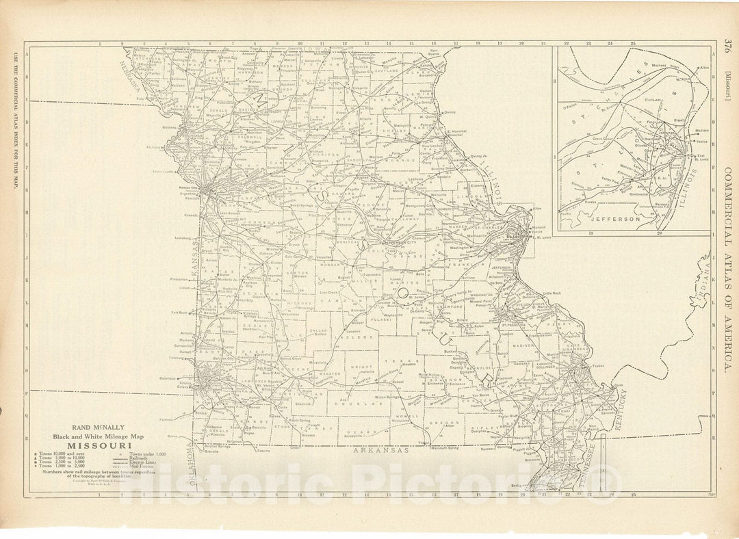 Historic Map : Missouri 1925 , Vintage Wall Art