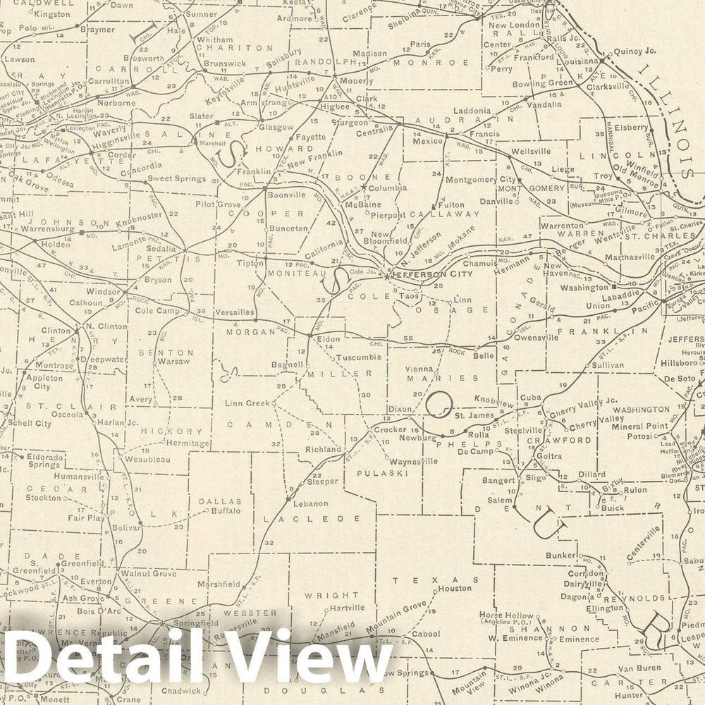 Historic Map : Missouri 1925 , Vintage Wall Art