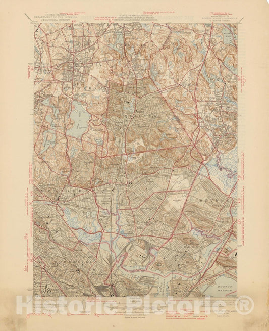 Historic Map : USGS 7.5 Minute Sheets and Quadrangles, Everett & Medford & Revere & Somerville 1946 Topographic Map , Vintage Wall Art