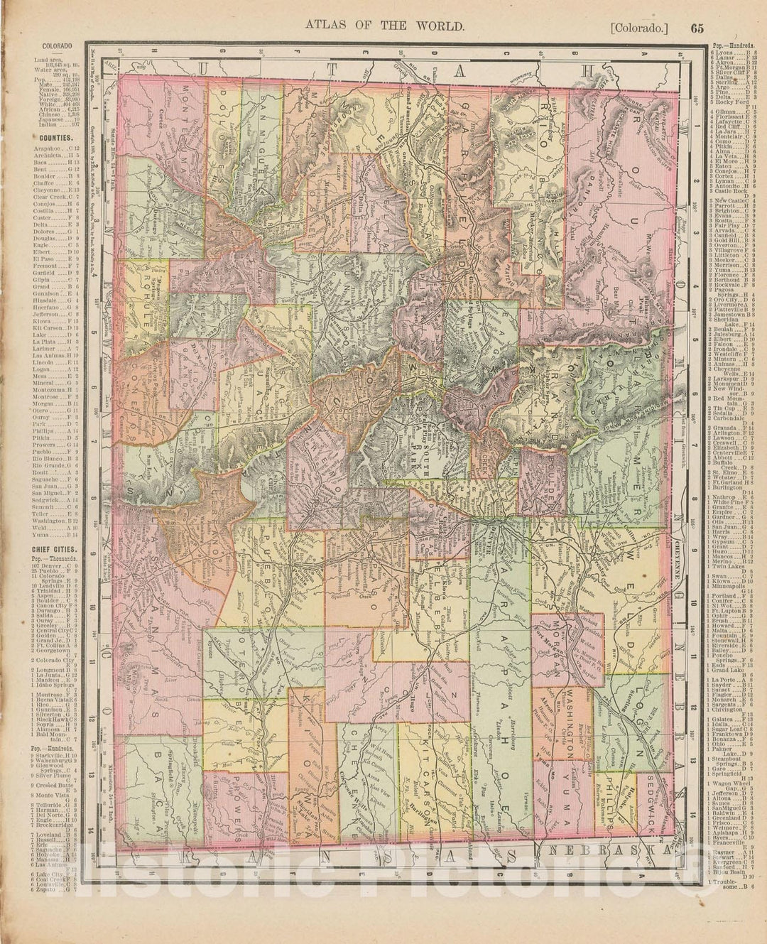 Historic Map : Colorado 1900 , Universal Atlas World , Vintage Wall Art