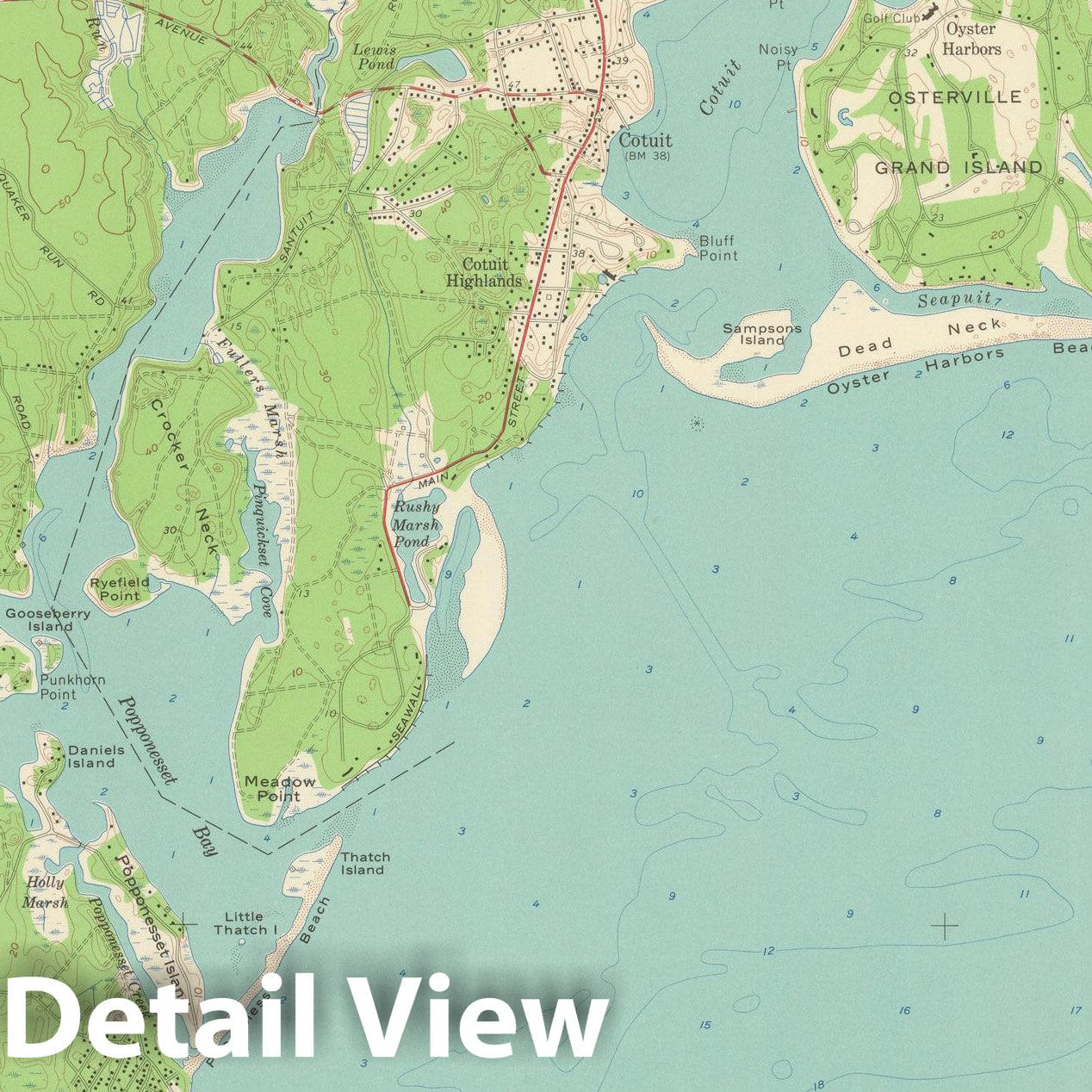 Historic Map : USGS 7.5 Minute Sheets and Quadrangles, Barnstable & Cotuit & Mashpee & Osterville 1961 Topographic Map , Vintage Wall Art