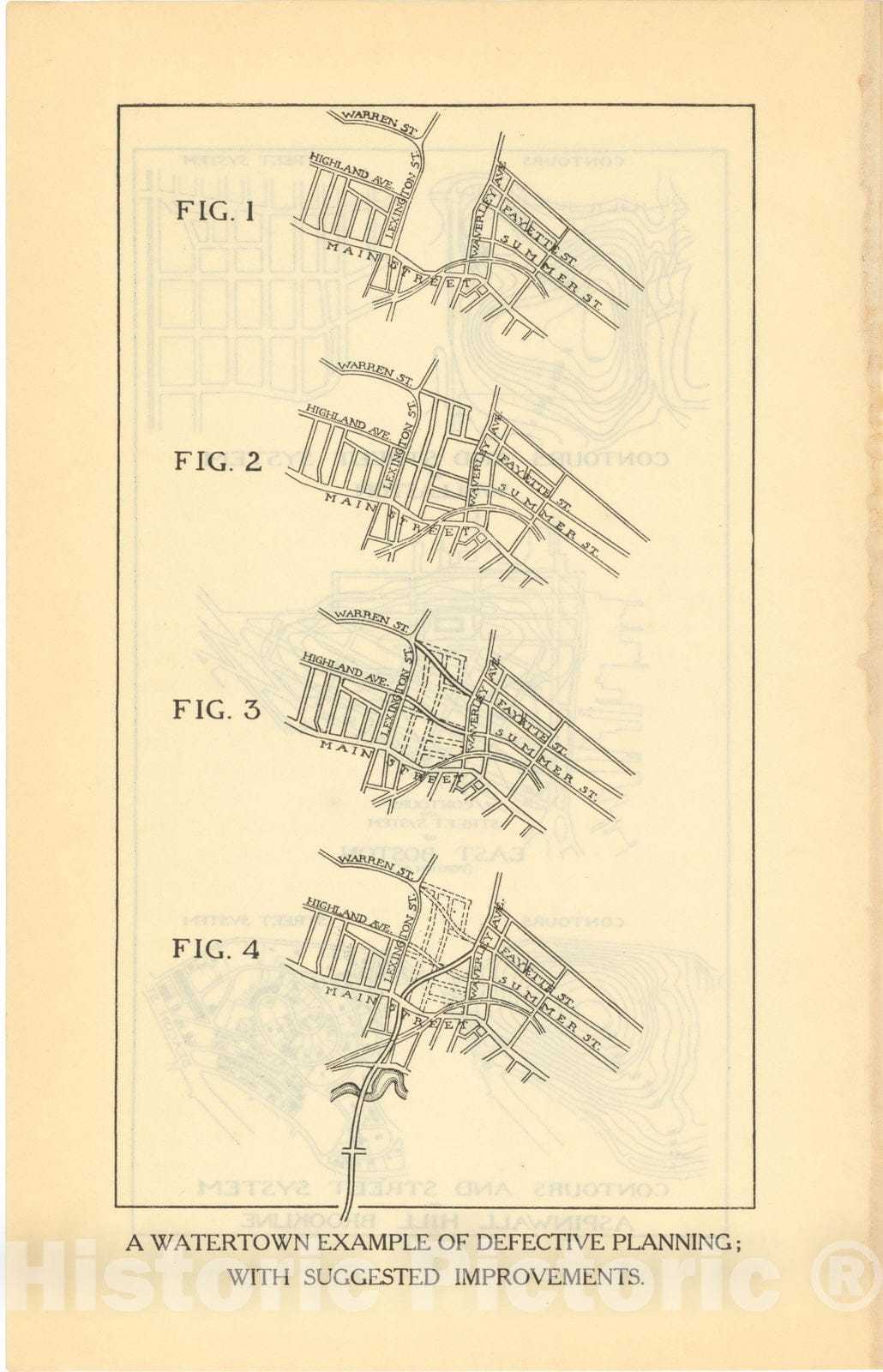Historic Map : Public Improvements for the Metropolitan District, Watertown 1909 , Vintage Wall Art