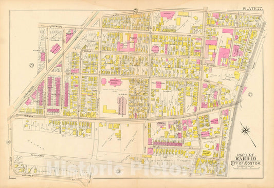 Historic Map : Atlas City of Boston Proper 1895 Plate 022 , Vintage Wall Art