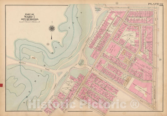 Historic Map : Atlas City of Boston, Boston Proper and Back Bay, Boston 1922 Plate 032 , Vintage Wall Art