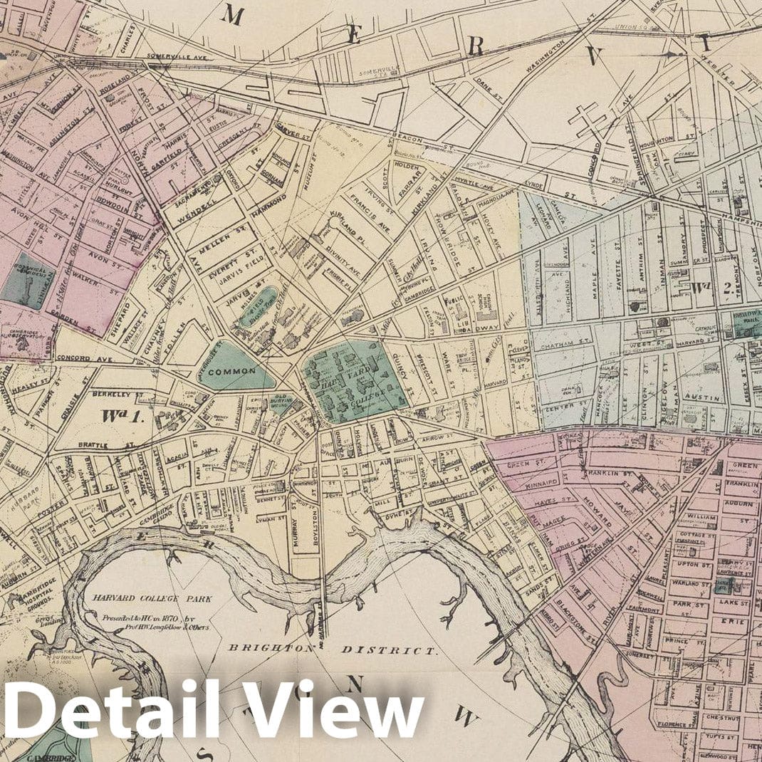 Historic Map : Cambridge 1892 , Vintage Wall Art