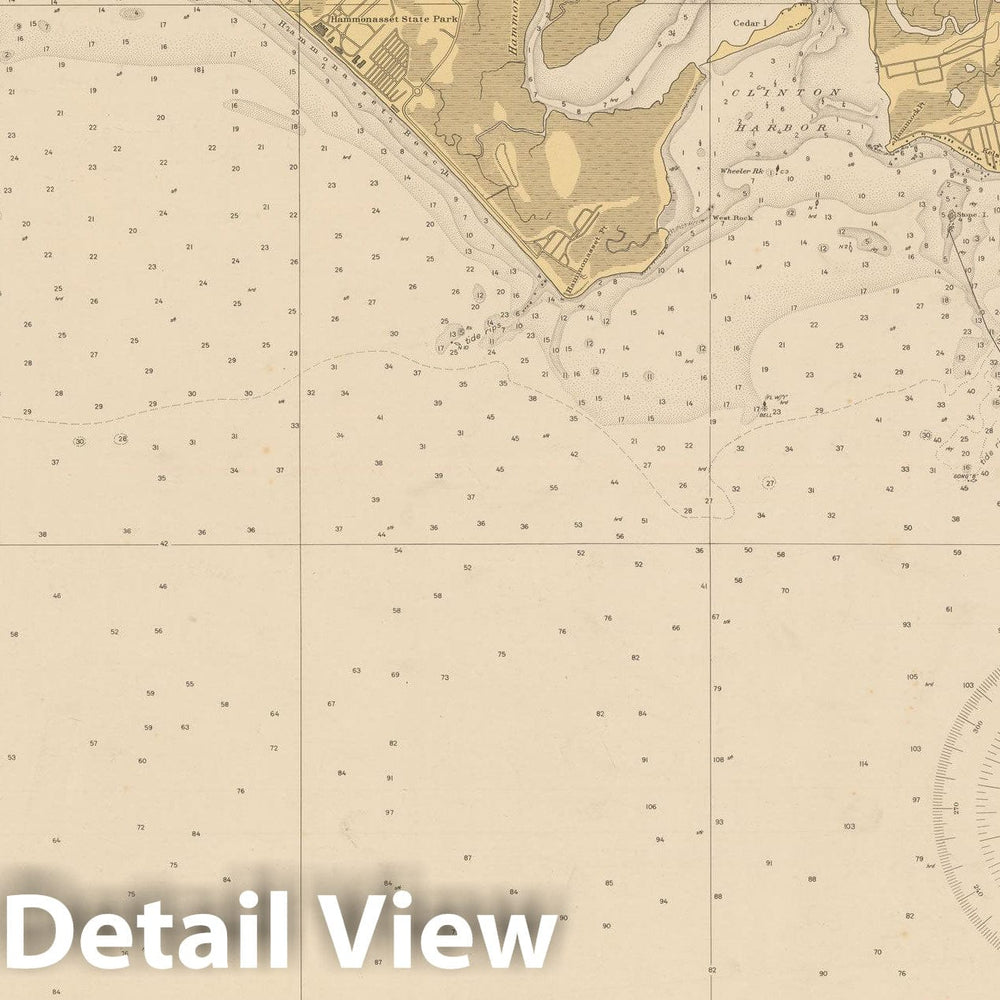 Historic Map : Coastal Charts - CT Shore of Long Is Sound: Duck Is to Madison Rf 1943 , Vintage Wall Art