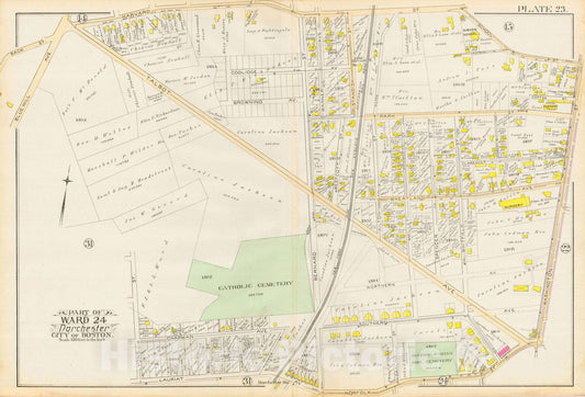 Historic Map : Atlas City of Boston, Vol. 5, Dorchester, Dorchester 1889 Plate 023 , Vintage Wall Art