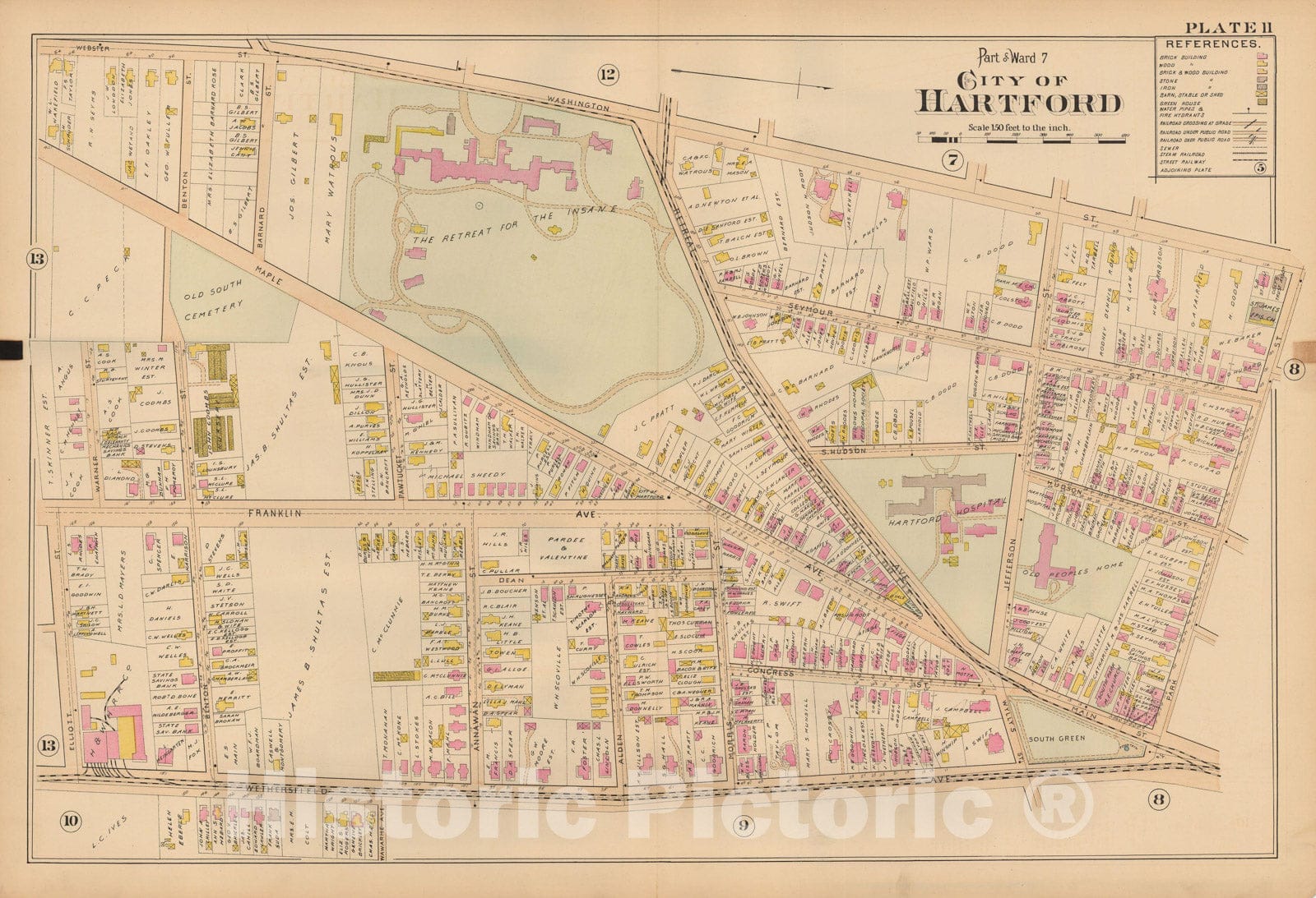 Historic Map : Atlas City of Hartford, Hartford 1896 Plate 011 , Vintage Wall Art