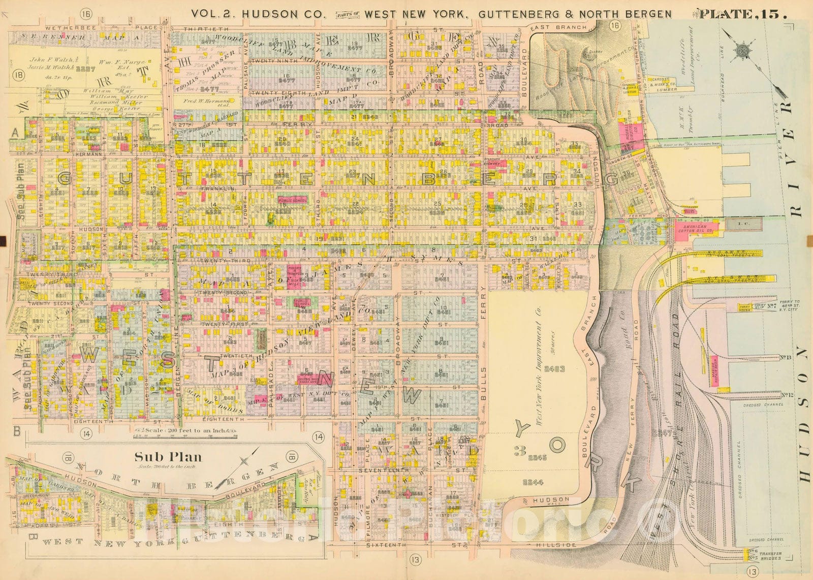 Historic Map : Atlas of Hudson County New Jersey, North Bergen 1909 Plate 015 , Vintage Wall Art